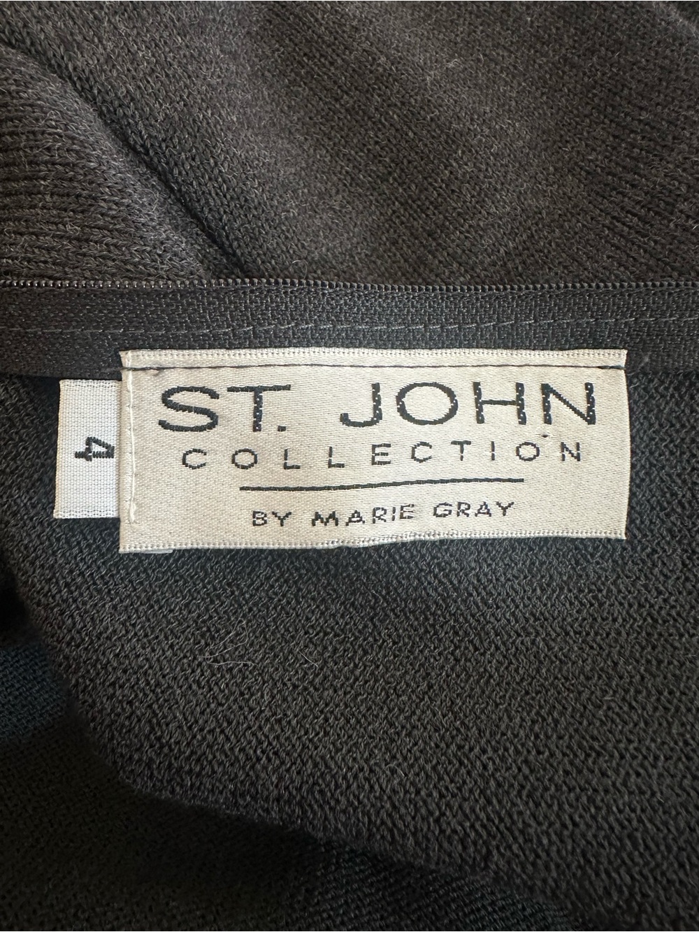 St John Marie Gray Knit Slate Grey Wool Dress Sz 4 Mock Neck Minimalist Luxury - Picture 9 of 10